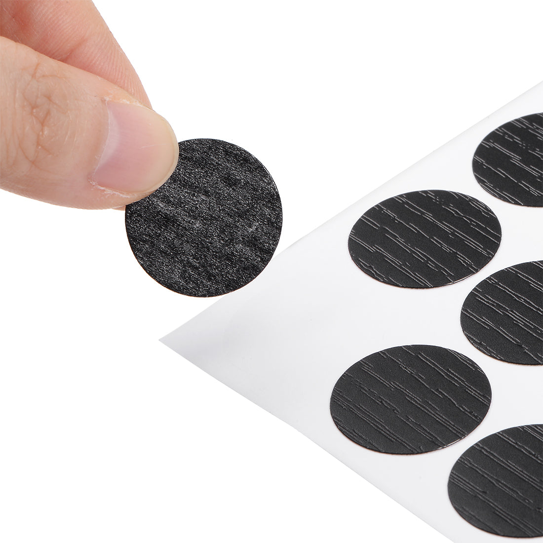 uxcell Uxcell Screw Hole Covers Stickers Textured Plastic Self Adhesive Stickers for Wood Furniture Cabinet Shelve Plate 21mm Dia 54pcs in 1Sheet Black