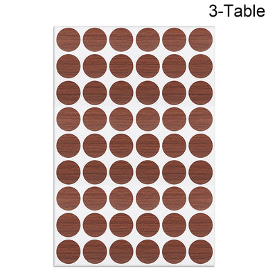 Harfington Uxcell Screw Hole Covers Stickers Textured Plastic Self Adhesive Stickers for Wood Furniture Cabinet Shelve Plate 21mm Dia 162pcs in 3Sheet Cherry Wood