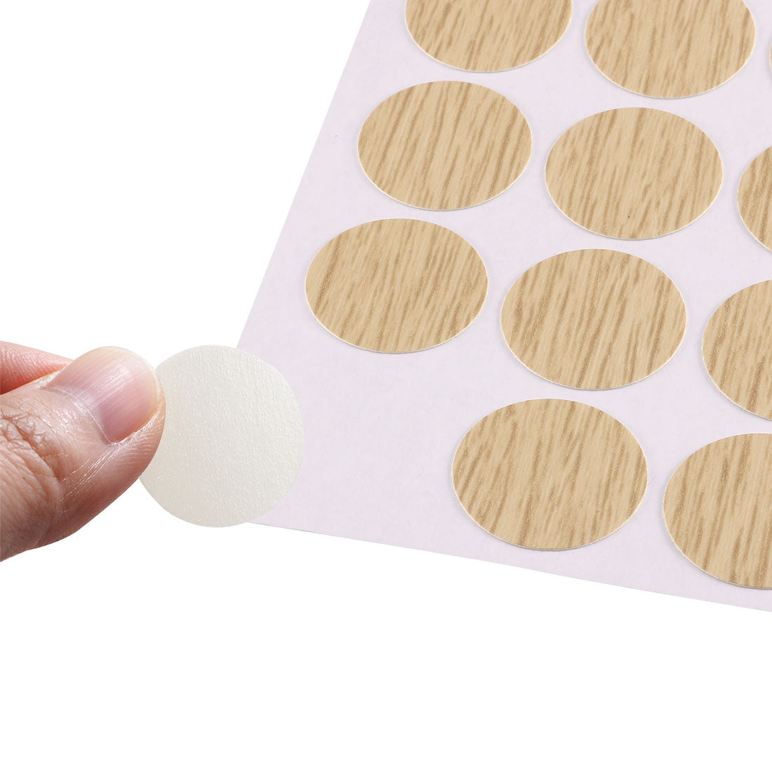 uxcell Uxcell Screw Hole Covers Stickers Textured Plastic Self Adhesive Stickers for Wood Furniture Cabinet Shelve Plate 21mm Dia 162pcs in 3Sheet Oak