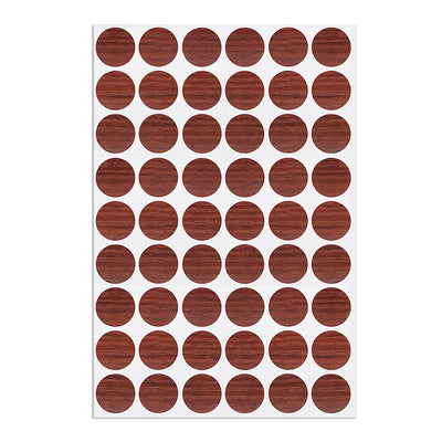 Harfington Uxcell Screw Hole Covers Stickers Textured Plastic Self Adhesive Stickers for Wood Furniture Cabinet Shelve Plate 21mm Dia 54pcs in 1Sheet Red Brown