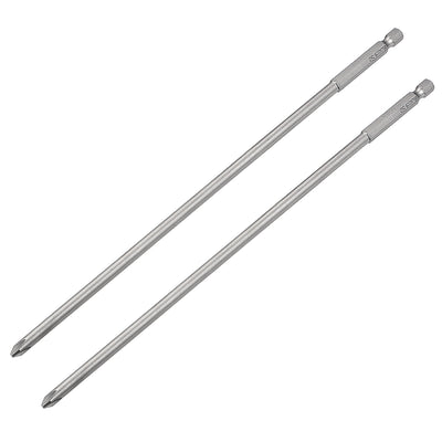 uxcell Uxcell 2pcs 1/4-Inch Hex Shank 250mm Length Phillips 5.5PH2 Magnetic Screw Driver S2 Screwdriver Bits