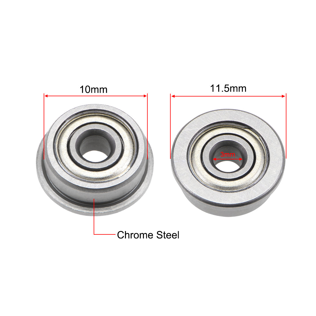 uxcell Uxcell Flange Deep Groove Ball Bearings Double Shield Chrome Steel