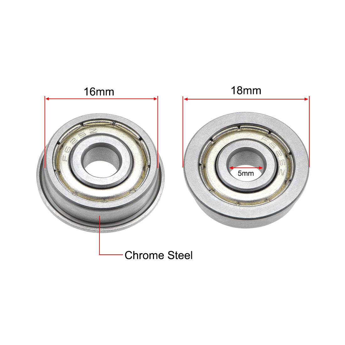 uxcell Uxcell Flange Deep Groove Ball Bearings Double Shield Chrome Steel