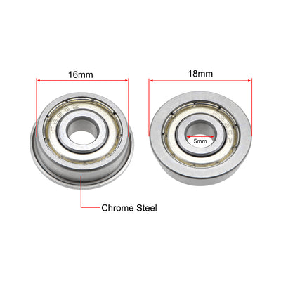 Harfington Uxcell Flange Deep Groove Ball Bearings Double Shield Chrome Steel