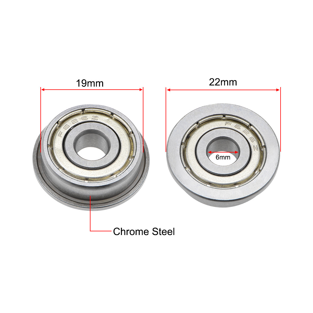 uxcell Uxcell Flange Deep Groove Ball Bearings Double Shield Chrome Steel