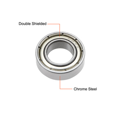 Harfington Uxcell Deep Groove Ball Bearings Metric Double Shield Chrome Steel ABEC1 Z1