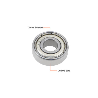 Harfington Uxcell Deep Groove Ball Bearings Metric Double Shielded Chrome Steel ABEC1 Z1