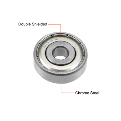 Harfington Uxcell Deep Groove Ball Bearings Metric Double Shielded Chrome Steel ABEC1 Z1