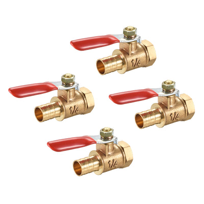 Harfington Uxcell Brass Air Ball Valve Shut Off Switch G3/8 Female to 5/16" Hose Barb 4Pcs