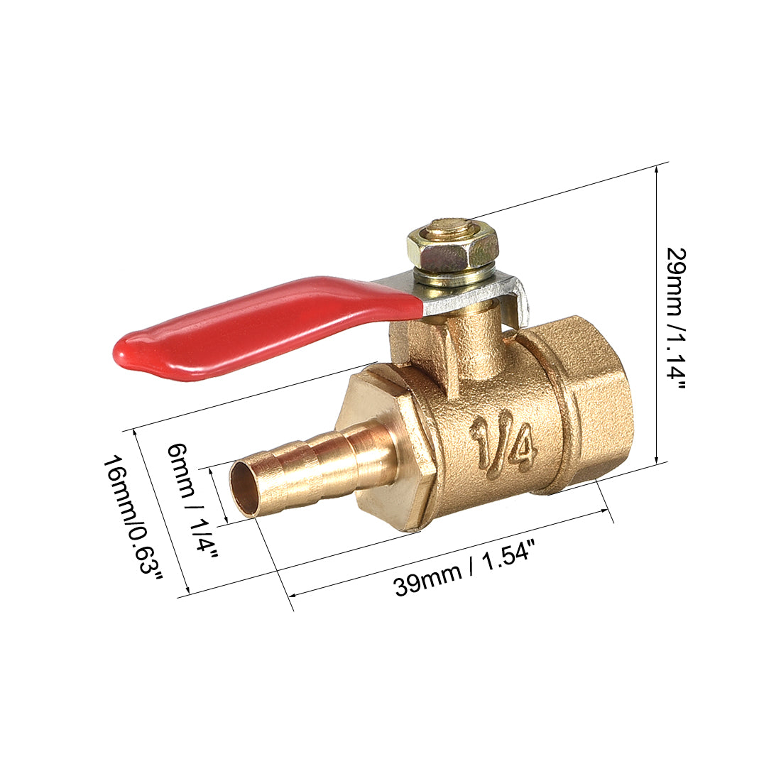 Uxcell Uxcell Brass Air Ball Valve Shut Off Switch G1/4 Female to 1/4" Hose Barb