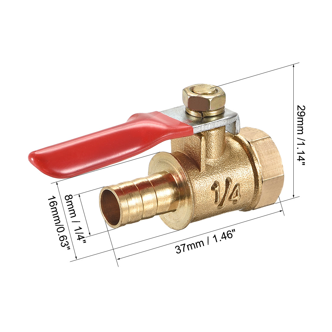 Uxcell Uxcell Brass Air Ball Valve Shut Off Switch G3/8 Female to 5/16" Hose Barb 2Pcs