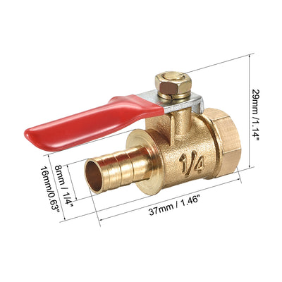 Harfington Uxcell Brass Air Ball Valve Shut Off Switch G3/8 Female to 5/16" Hose Barb 2Pcs