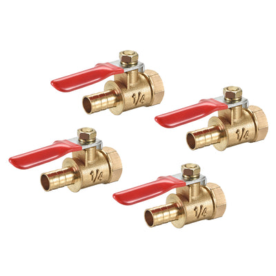 Harfington Uxcell Brass Air Ball Valve Shut Off Switch G3/8 Female to 5/16" Hose Barb 4Pcs