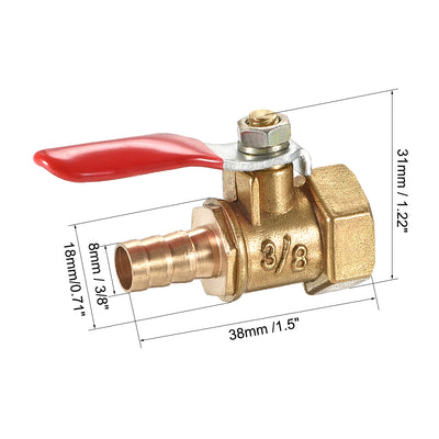 Harfington Uxcell Brass Air Ball Valve Shut Off Switch G3/8 Female to 5/16" Hose Barb 2Pcs