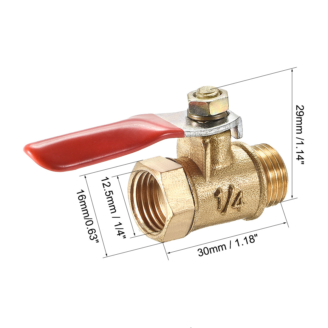 Uxcell Uxcell Brass Air Ball Valve Shut Off Switch G1/2 Male to Female Pipe Coupler 2Pcs