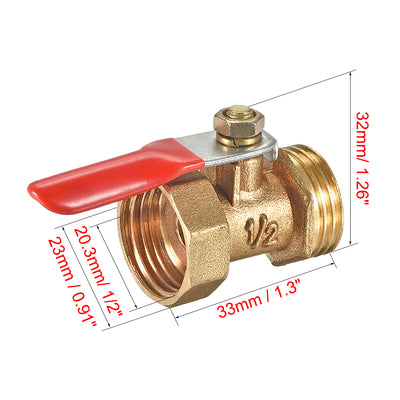 Harfington Uxcell Brass Air Ball Valve Shut Off Switch G1/2 Male to Female Pipe Coupler 2Pcs