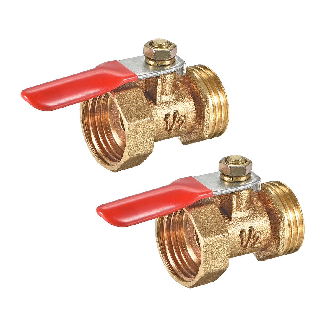 Uxcell Uxcell Brass Air Ball Valve Shut Off Switch G1/2 Male to Female Pipe Coupler 2Pcs