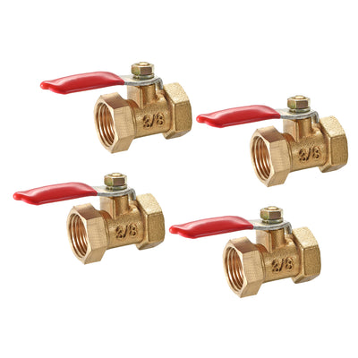 Harfington Uxcell Brass Air Ball Valve Shut Off Switch G3/8 Female to Female Pipe Coupler 4Pcs