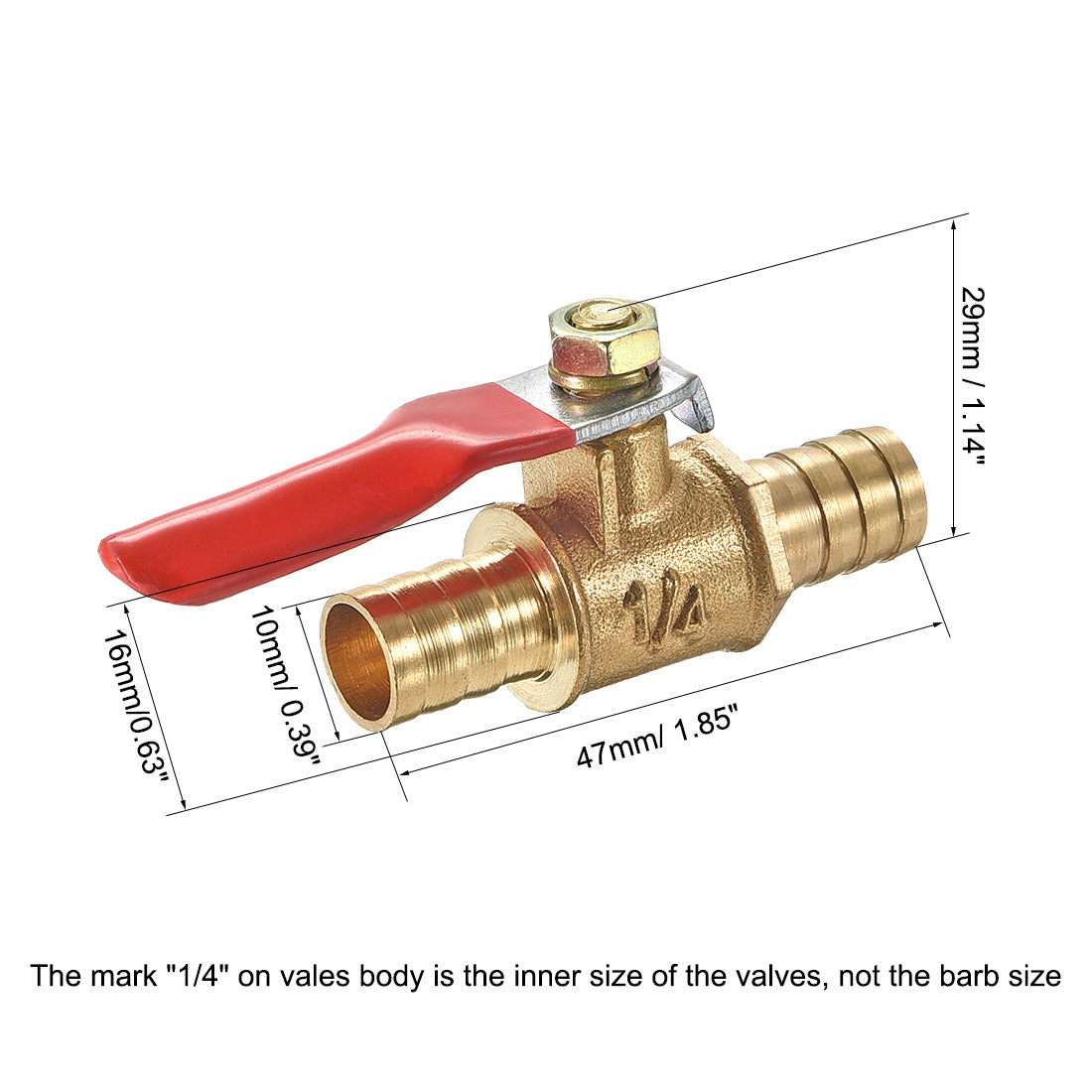 Uxcell Uxcell Brass Air Ball Valve Shut Off Switch 8mm Hose Barb to 8mm Hose Barb