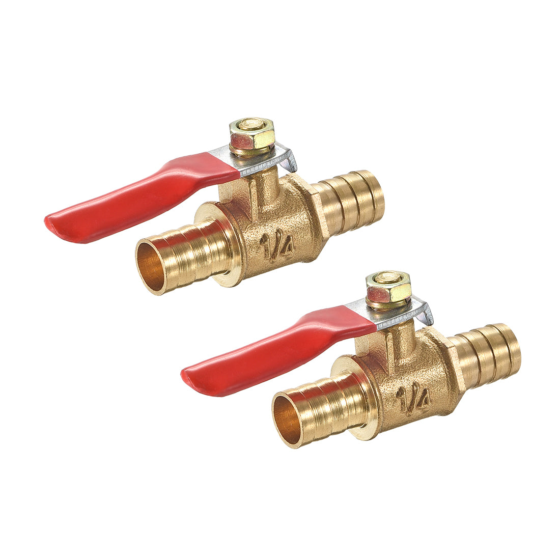 Uxcell Uxcell Brass Air Ball Valve Shut Off Switch 8mm Hose Barb to 8mm Hose Barb 2Pcs