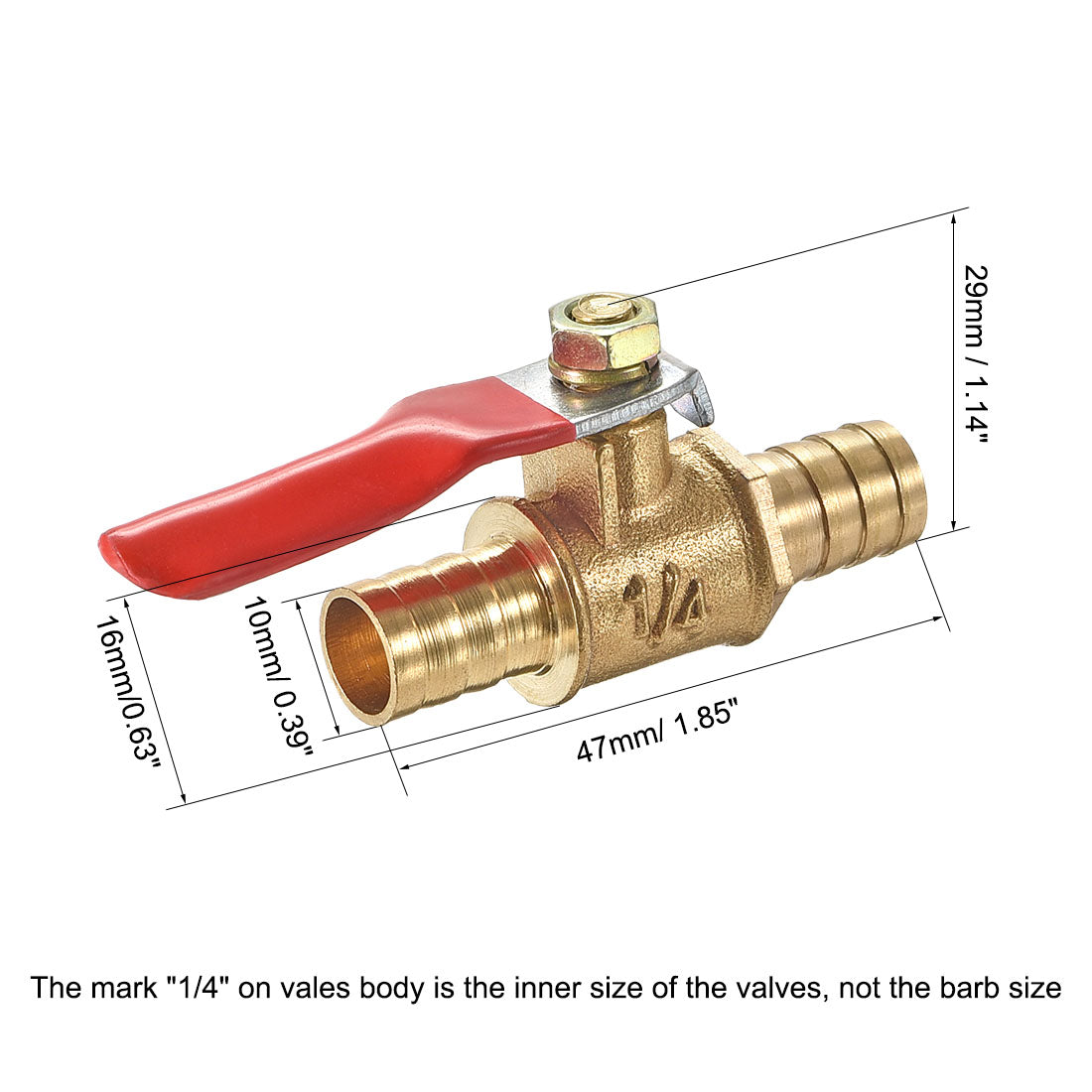 Uxcell Uxcell Brass Air Ball Valve Shut Off Switch 8mm Hose Barb to 8mm Hose Barb 4Pcs