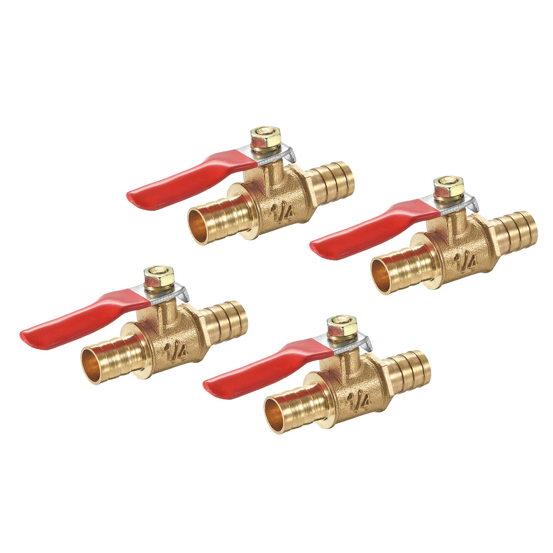 Uxcell Uxcell Brass Air Ball Valve Shut Off Switch 8mm Hose Barb to 8mm Hose Barb 4Pcs