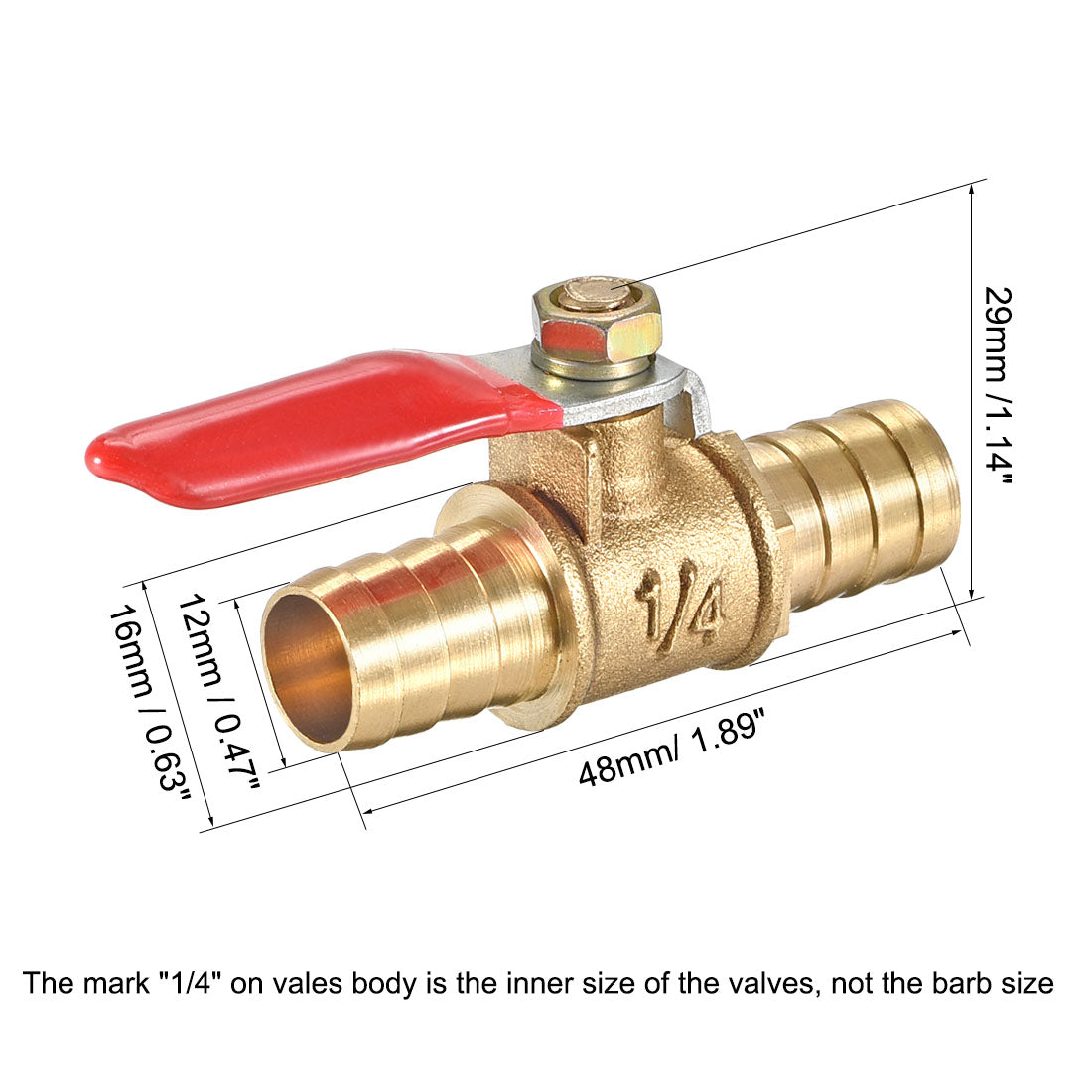 Uxcell Uxcell Brass Air Ball Valve Shut Off Switch 8mm Hose Barb to 8mm Hose Barb