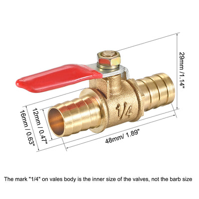 Harfington Uxcell Brass Air Ball Valve Shut Off Switch 8mm Hose Barb to 8mm Hose Barb