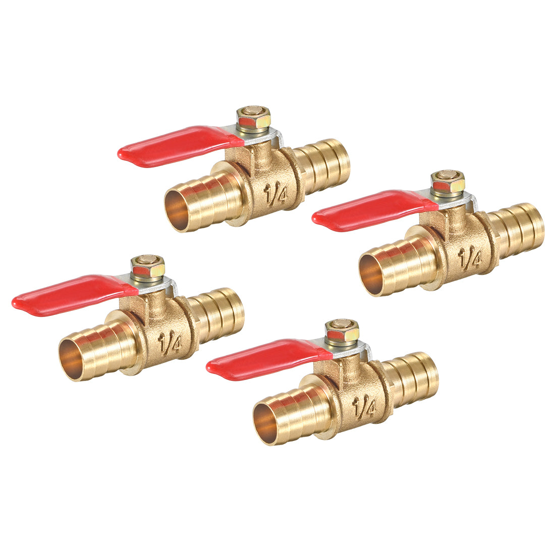 Uxcell Uxcell Brass Air Ball Valve Shut Off Switch 8mm Hose Barb to 8mm Hose Barb 4Pcs