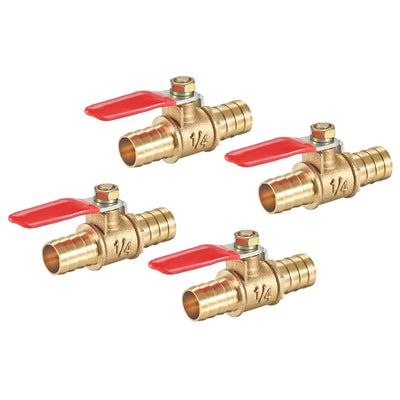 Harfington Uxcell Brass Air Ball Valve Shut Off Switch 8mm Hose Barb to 8mm Hose Barb 4Pcs