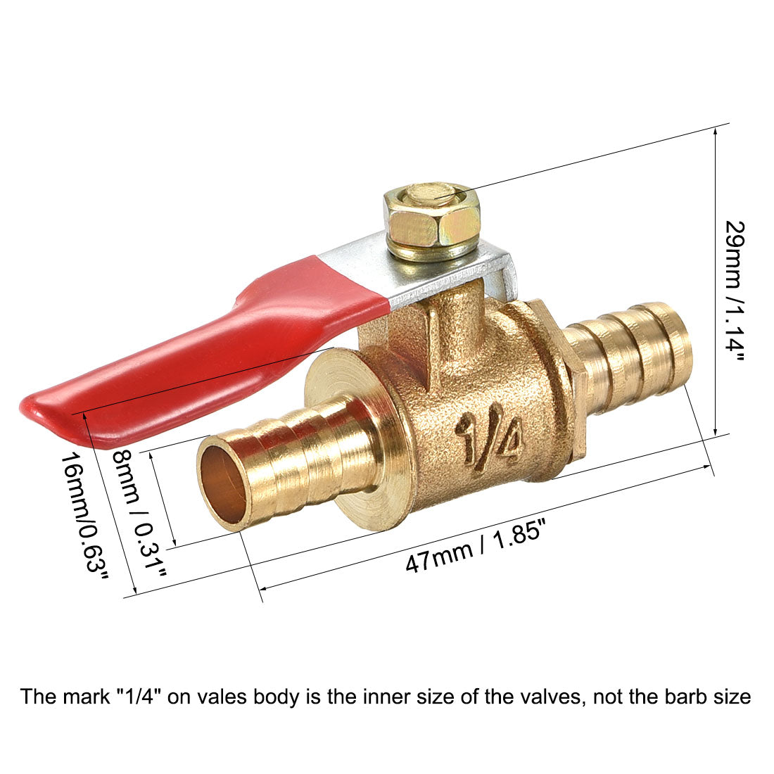 Uxcell Uxcell Brass Air Ball Valve Shut Off Switch 8mm Hose Barb to 8mm Hose Barb 2Pcs