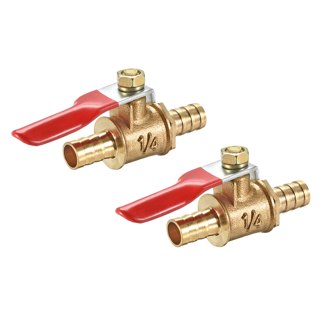 Uxcell Uxcell Brass Air Ball Valve Shut Off Switch 8mm Hose Barb to 8mm Hose Barb 2Pcs