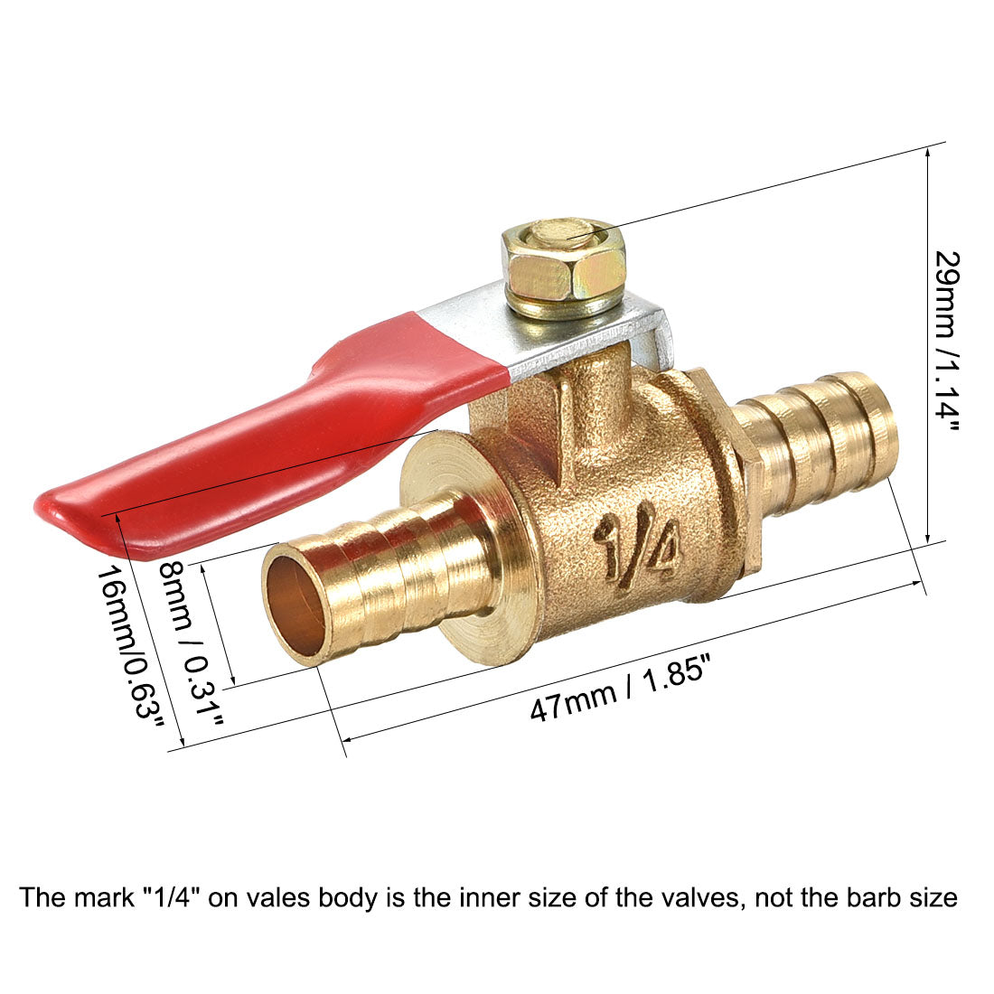 Uxcell Uxcell Brass Air Ball Valve Shut Off Switch 8mm Hose Barb to 8mm Hose Barb 4Pcs