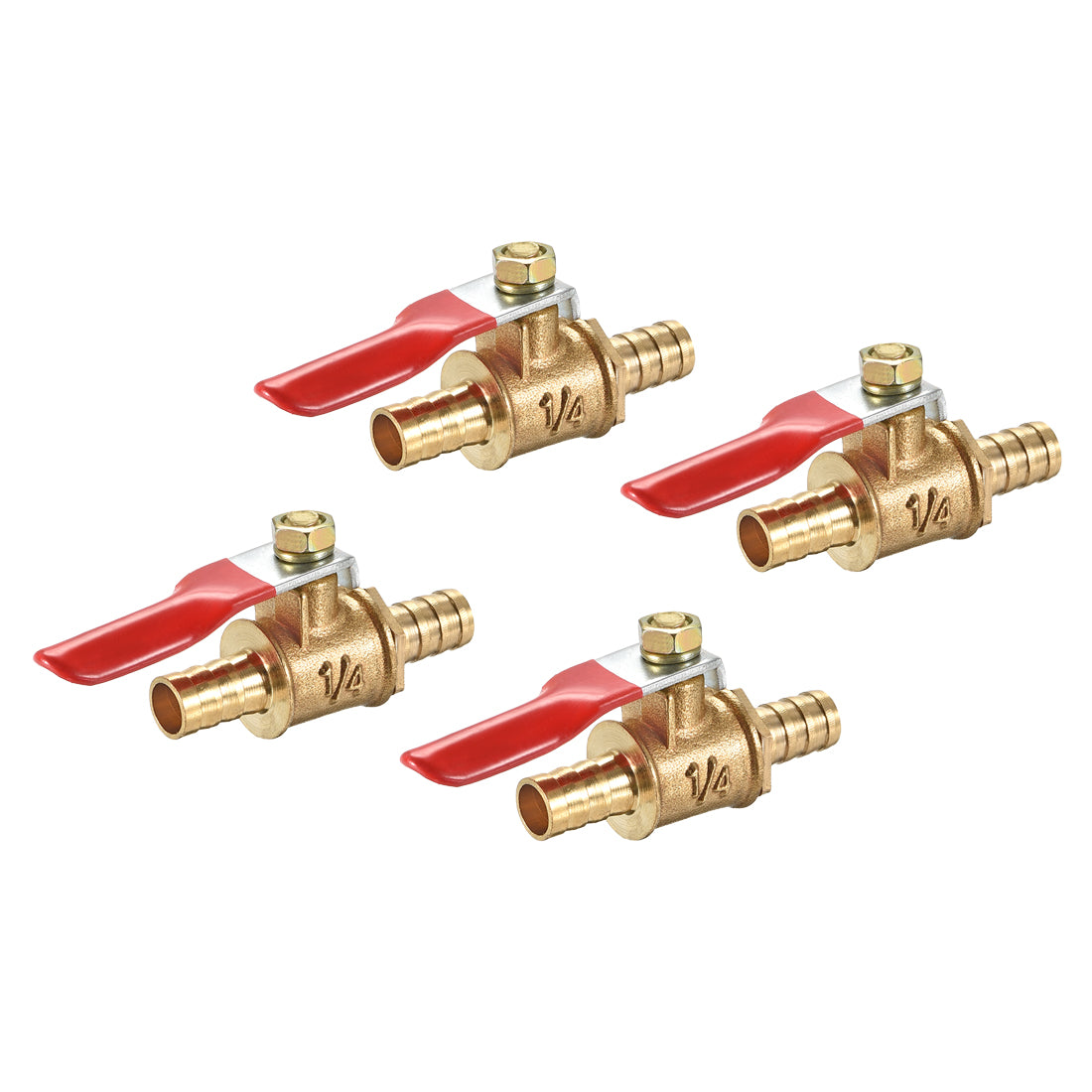 Uxcell Uxcell Brass Air Ball Valve Shut Off Switch 8mm Hose Barb to 8mm Hose Barb 4Pcs