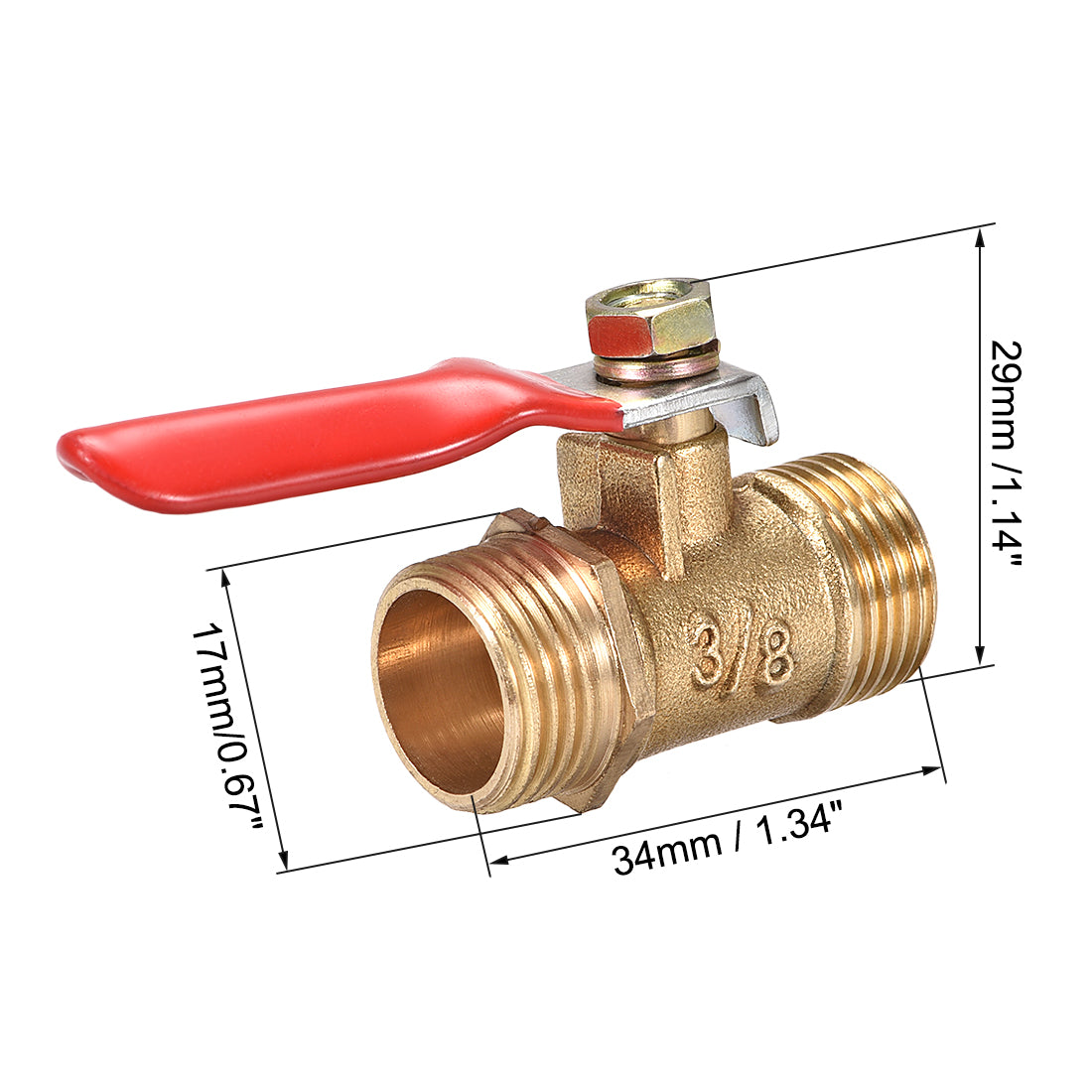 Uxcell Uxcell Brass Air Ball Valve Shut Off Switch G1/2 Male to Male Pipe Coupler