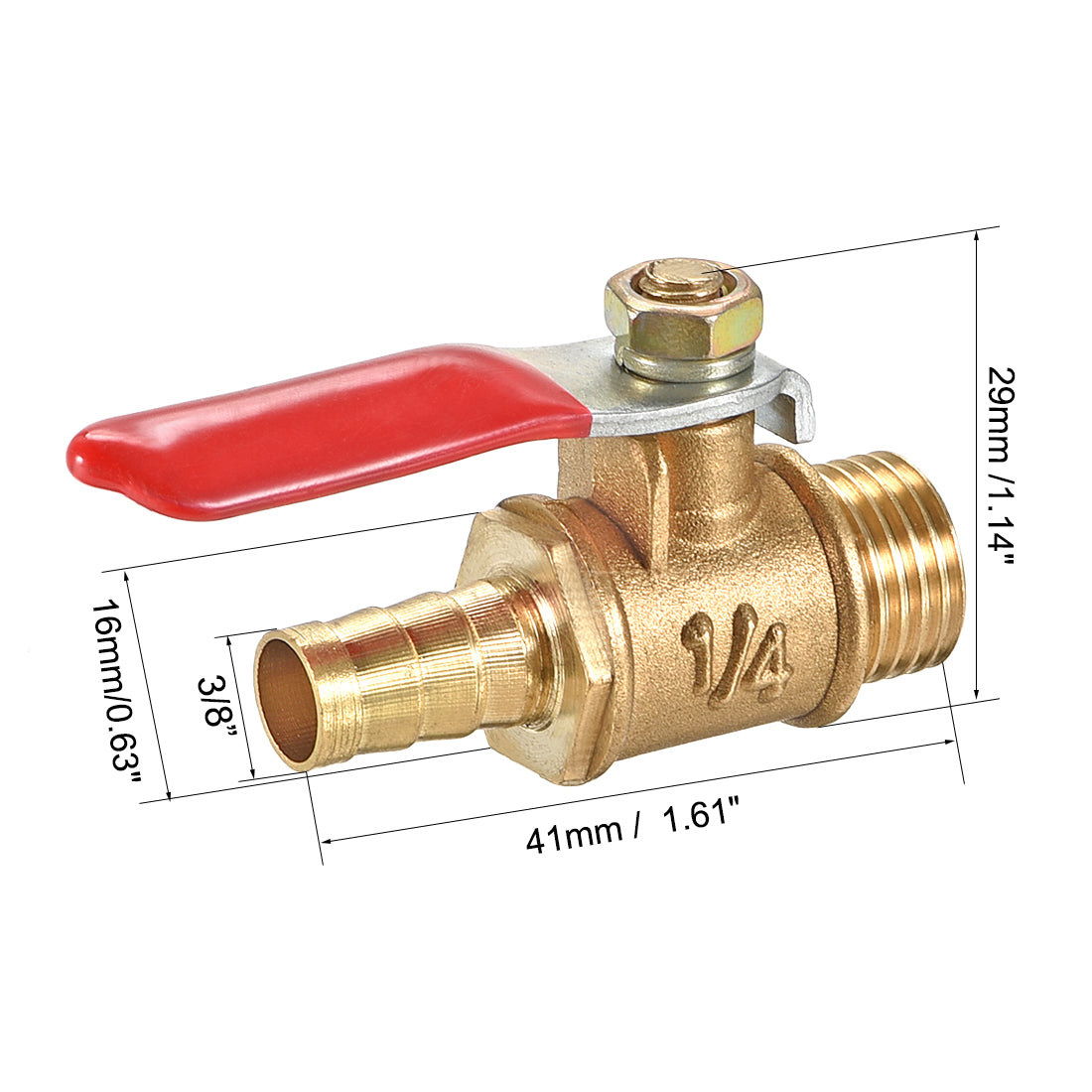 Uxcell Uxcell Brass Air Ball Valve Shut Off Switch G1/2 Male to 5/16" Hose Barb 4Pcs