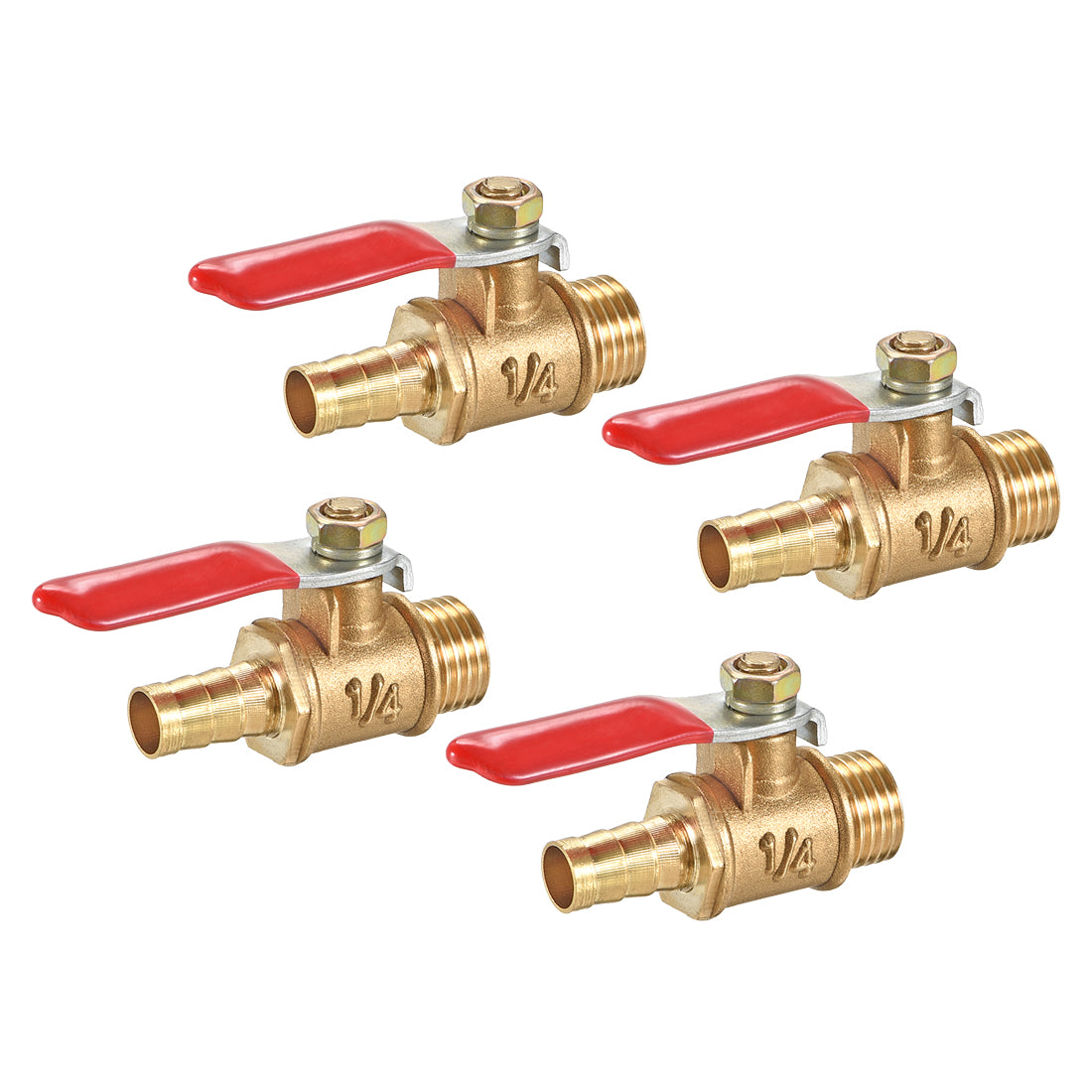 Uxcell Uxcell Brass Air Ball Valve Shut Off Switch G1/2 Male to 5/16" Hose Barb 4Pcs