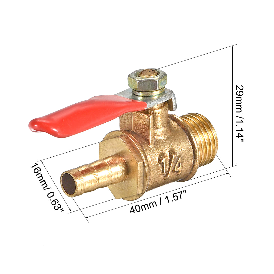 Uxcell Uxcell Brass Air Ball Valve Shut Off Switch G1/2 Male to 5/16" Hose Barb 2Pcs