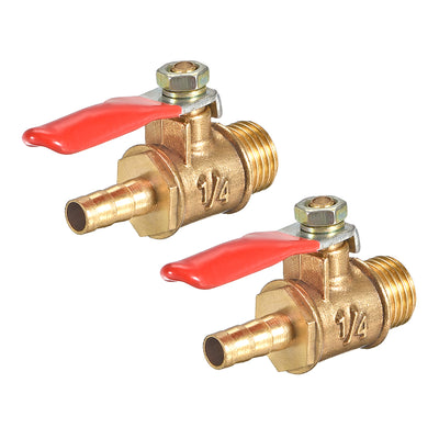 Harfington Uxcell Brass Air Ball Valve Shut Off Switch G1/2 Male to 5/16" Hose Barb 2Pcs