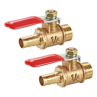 Harfington Uxcell Brass Air Ball Valve Shut Off Switch G1/2 Male to 5/16" Hose Barb 2Pcs