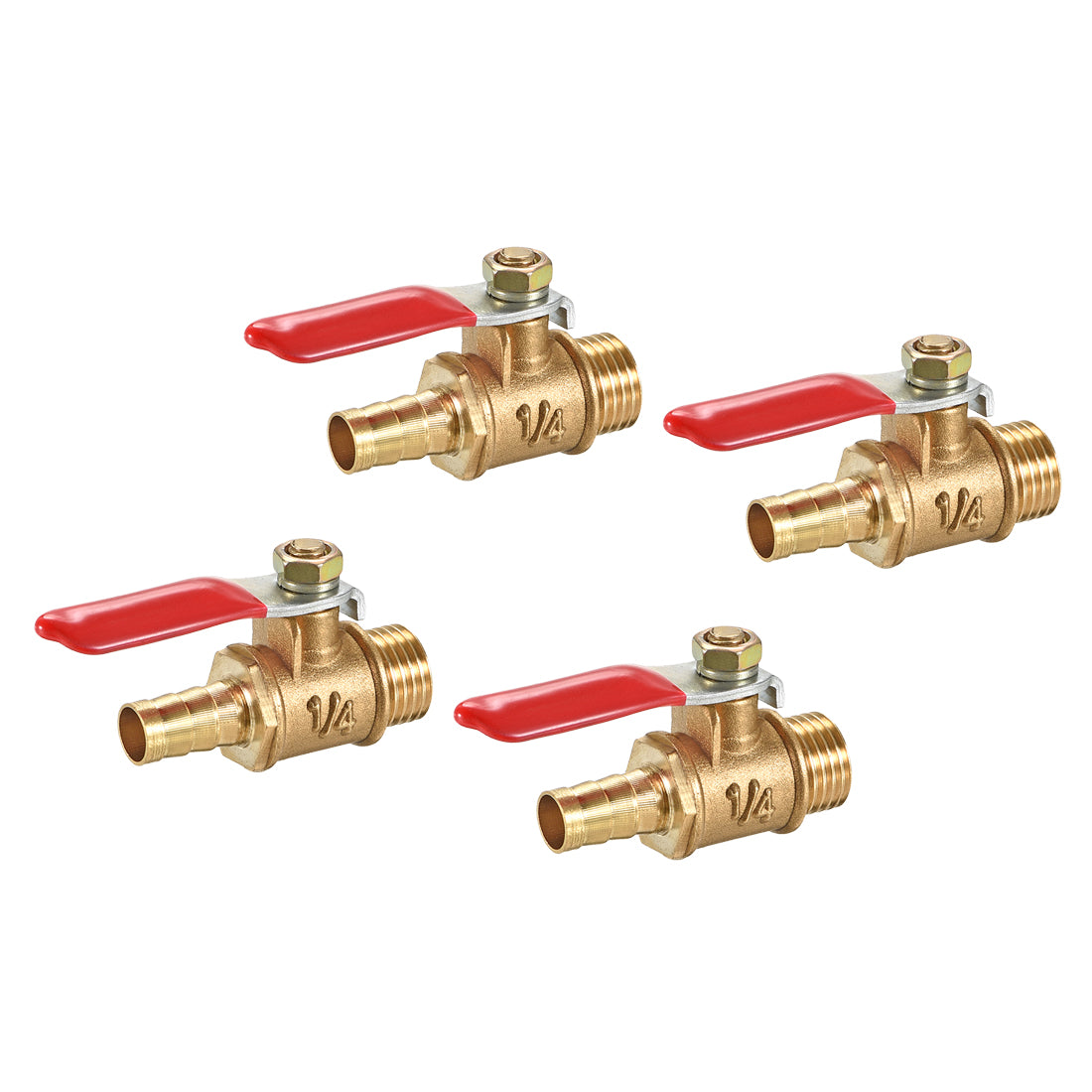 Uxcell Uxcell Brass Air Ball Valve Shut Off Switch G1/2 Male to 5/16" Hose Barb 4Pcs