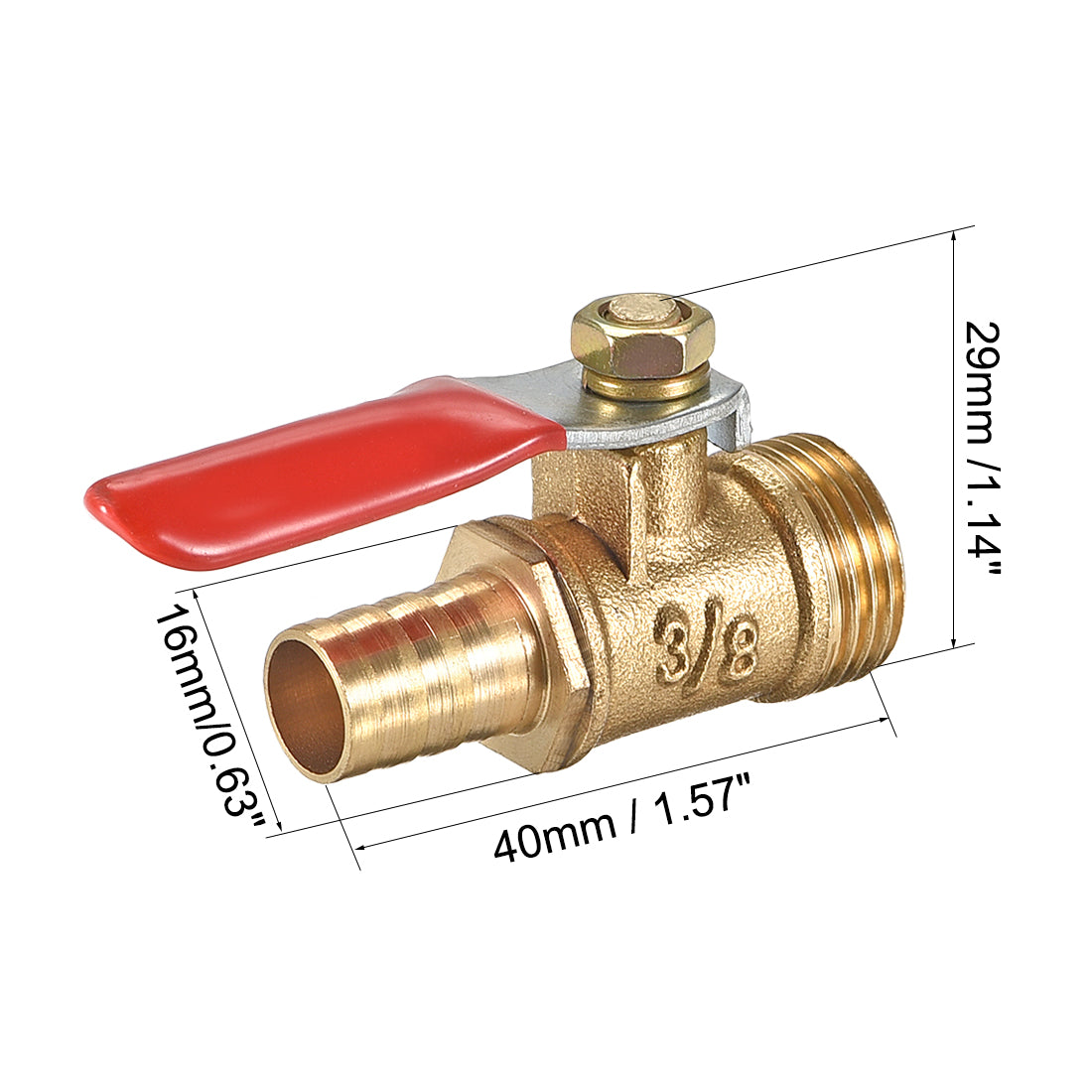 Uxcell Uxcell Brass Air Ball Valve Shut Off Switch G1/2 Male to 5/16" Hose Barb 2Pcs