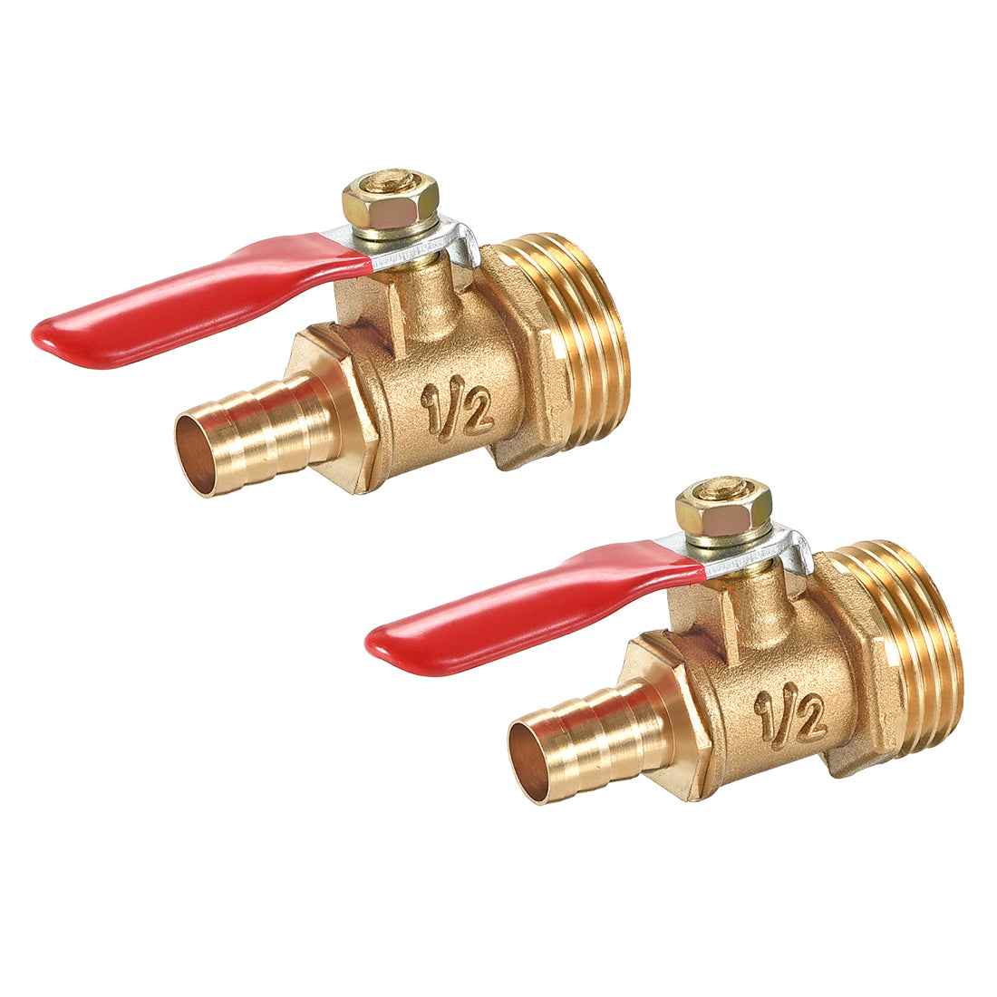 Uxcell Uxcell Brass Air Ball Valve Shut Off Switch G1/2 Male to 5/16" Hose Barb 2Pcs