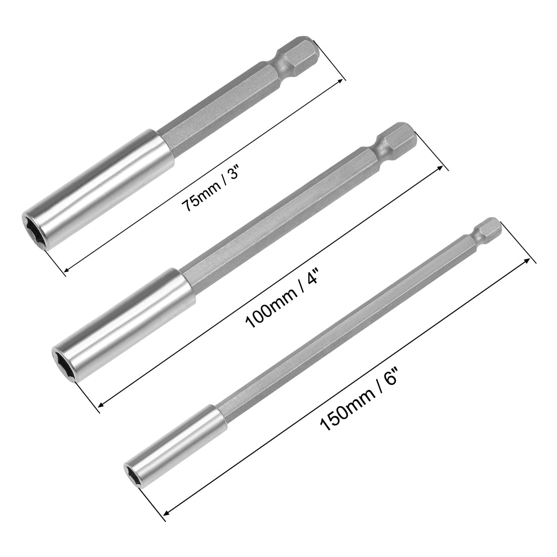 Uxcell Uxcell 2 Sets 1/4 Inch Hex Shank by Magnetic Bit Holder Extension, Quick Release Screwdriver Drill Bit Power Tool (60/100/150mm)