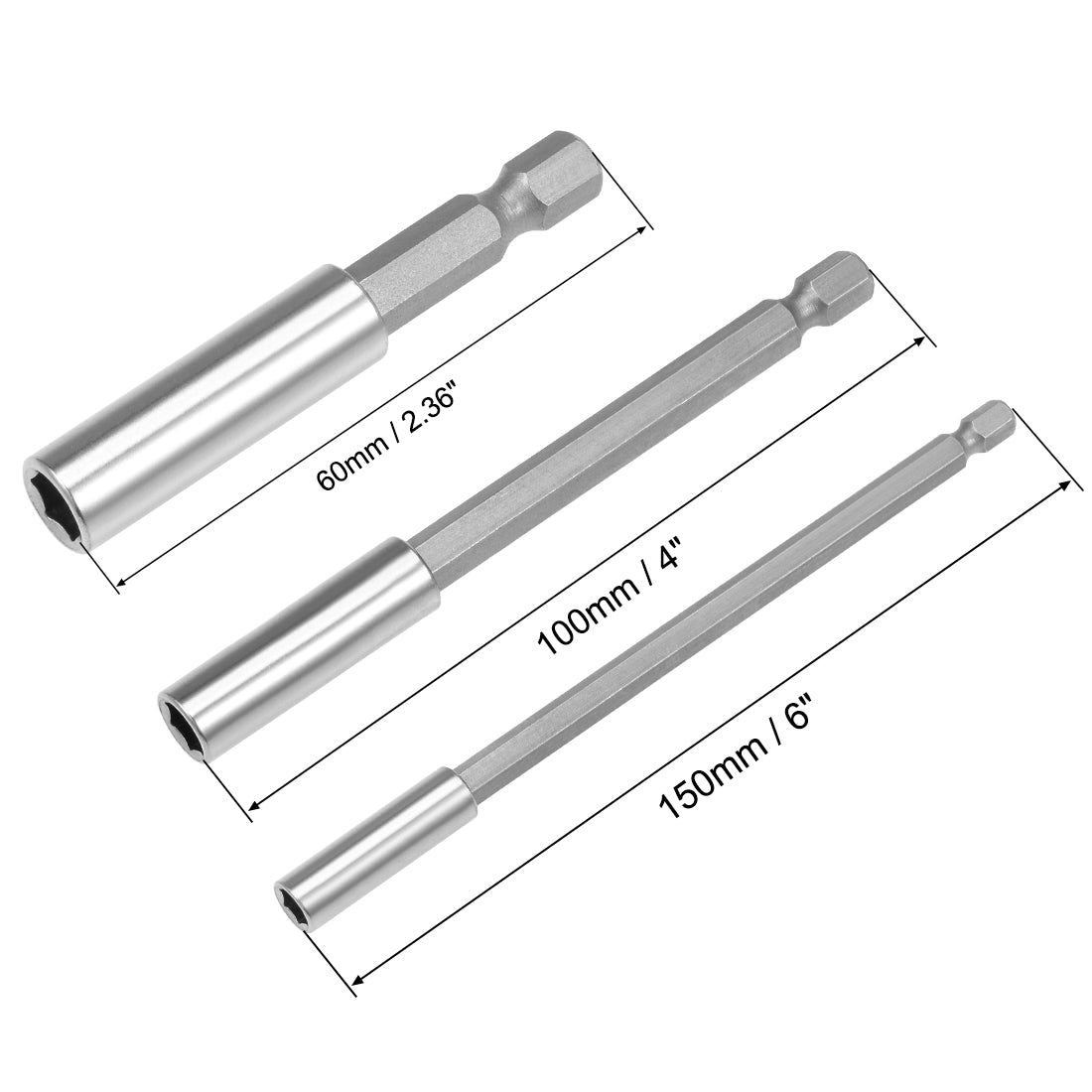 Uxcell Uxcell 2 Sets 1/4 Inch Hex Shank by Magnetic Bit Holder Extension, Quick Release Screwdriver Drill Bit Power Tool (60/100/150mm)