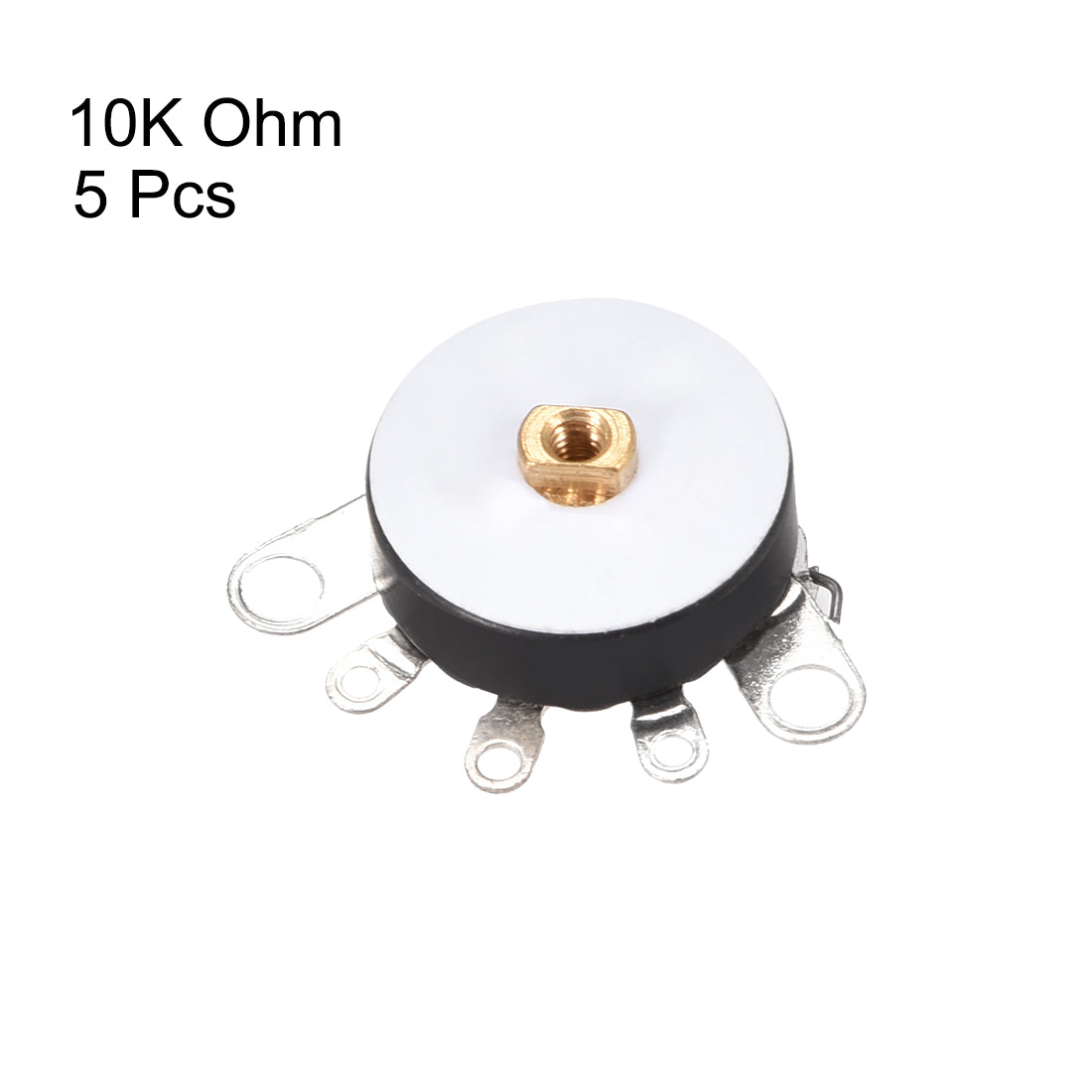 uxcell Uxcell Wheel Potentiometer With Switch 10K Ohm Variable Resistors Single Turn Rotary Carbon Film Taper RV12MM 5pcs