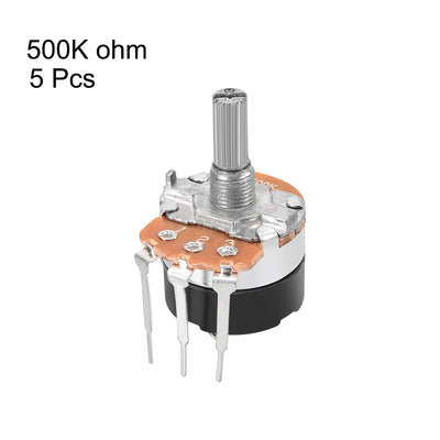 Harfington Uxcell 5 Stück WH138 500K Ohm Variable Widerstände Single Turn Rotary Carbon Film Potentiometer