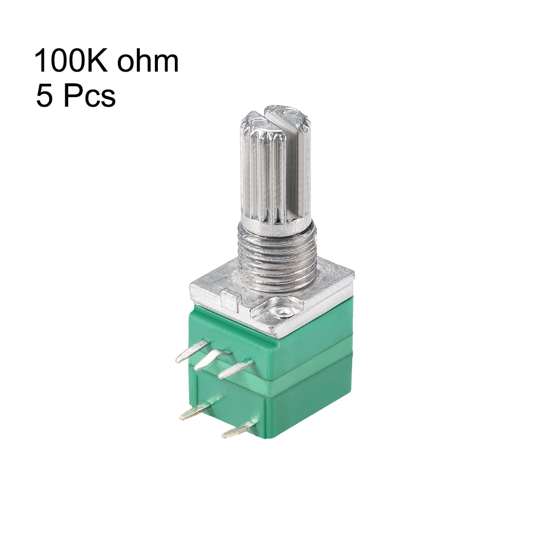 uxcell Uxcell RV097NS Potentiometer  B100K Ohm Variable Resistors Single Turn Rotary Carbon Film Taper 5pcs