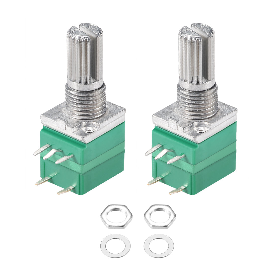 uxcell Uxcell Potentiometer With Switch  B10K Ohm Variable Resistors Single Turn Rotary Carbon Film Taper RV097NS  2pcs