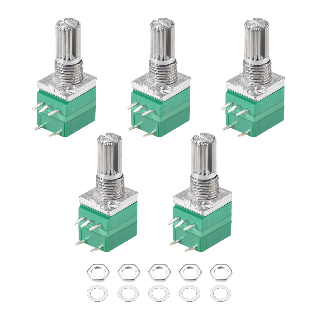 uxcell Uxcell Potentiometer With Switch  B10K Ohm Variable Resistors Single Turn Rotary Carbon Film Taper RV097NS  5pcs